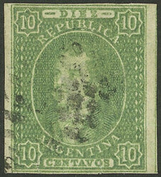 GJ.23SD, 10c. imperforate (it missed the machine), with wide vertical ...