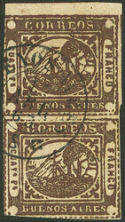 GJ.9A, 4 Reales dark chocolate, oily impression, fantastic vertical ...