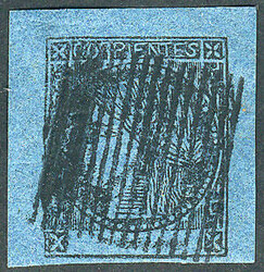 GJ.3, blue, type 6, used in the first period of usage (circa 1860) ...