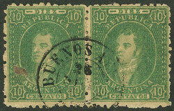GJ.23, 10c. pair with dull impression, datestamp of B.Aires ...