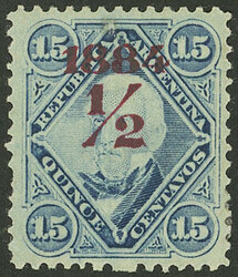 GJ.68, ½c on 15c., dark carmine overprint, VF quality, rare!