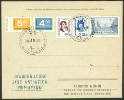 Inauguration of Primavera Antarctic base: Cover sent from the base to ...
