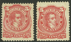 GJ.84 + 85, 5c. Rivadavia, large and small collar