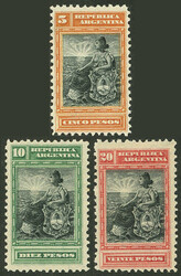 GJ.236/238, the 3 high values of the set with very fresh gum, ...