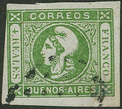 GJ.16, 4R. green, almost clear impression, dotted cancel, good ...