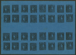 GJ.7, 3c. dark blue, complete sheet (composition 2, disposition III), ...