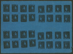 GJ.7, 3c. dark blue, complete sheet (composition 2, disposition IV), ...