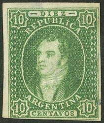 GJ.17, 10c. MINT IMPERFORATE, 3 good margins (2 JUMBO), 2 small thins ...