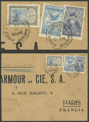 Large fragment of cover sent from Buenos Aires to Paris in SE/1920, ...