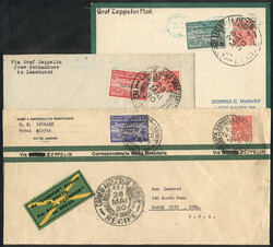 2 Covers + 1 card sent VIA ZEPPELIN from Recife to USA on 28/MAY/1930 ...