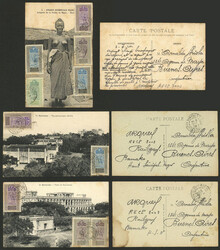 3 Postcards sent from Bamako (Senegal) to Argentina in 1920 franked ...