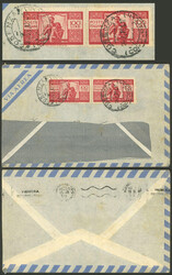 RARE FORGERY ON COVER: Sassone F565A, 100L. Democratica forged in ...