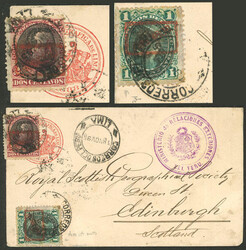 18/NO/1895 Lima to Scotland, official cover with postage of printed ...