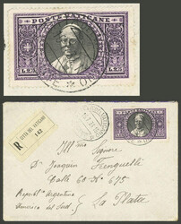 Registered cover sent to La Plata (Argentina) on 16/JUL/1934, franked ...