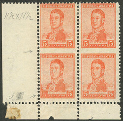 GJ.528PH, 1921 5c. San Martín FORGERY to defraud the postal ...