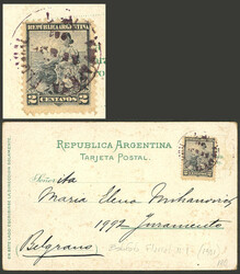 Beautiful lithograph PC with views of Buenos Aires, sent to Belgrano ...
