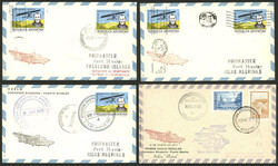 FLIGHTS TO FALKLAND ISLANDS/MALVINAS: 3 Cards carried on the 3 ...
