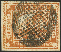 SPERATI FORGERY: GJ.8, CINCO Ps orange, large "ponchito" cancel, ...