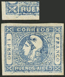 GJ.17, 1P. blue, with variety "RUENOS", mint, signed by Victor ...
