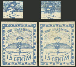GJ.3, 15c. blue, with VARIETY: "Phrygian cap broken", along a normal ...
