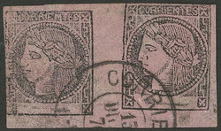 GJ.12, brick red, pair formed by types 1 and 2, with double circle ...