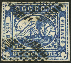 SPERATI FORGERY: GJ.5, DOS Ps blue, with "ponchito" cancel, handsome ...