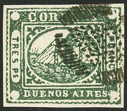 SPERATI FORGERY: GJ.6, TRES Ps green, with "ponchito" cancel, very ...