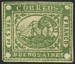SPERATI FORGERY: GJ.6, TRES Ps green, mint, forgery of very fine ...