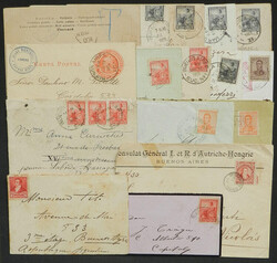 Lot of 15 old covers/postcards, all used, several cancelled "A ...