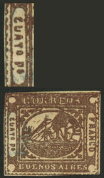 GJ.9a, 4 rs. chestnut, "CUATO PS" error, very lightly cancelled, ...