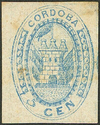 GJ.1, 5c. blue, with VARIETY: outer line of the oval shaded, broken ...