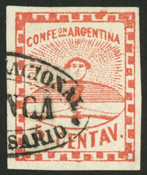 GJ.1, 5c. small figures, Rosario cancel with FRANCA, signed by A. ...
