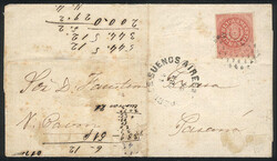 GJ.15, narrow C, on a folded cover sent from Buenos Aires to Paraná ...