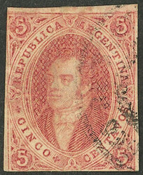 GJ.19N, 5c. 1st or 2nd printing, ABSOLUTELY CLEAR impression, margins ...
