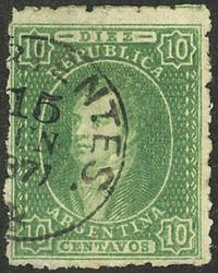 GJ.23, 10c. semi-worn impression, datestamp of Corrientes with ...