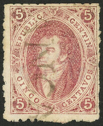 GJ.19, 1st printing perforated, used with FRANCA cancel of Goya ...