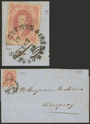 GJ.19, 1st printing perforated, franking a folded cover sent from ...