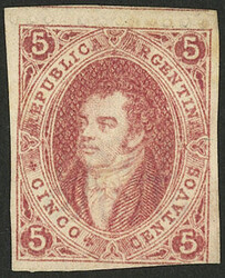 RARE VARIETY: GJ.19l, 1st printing perforated, IMPERFORATE VERTICALLY ...