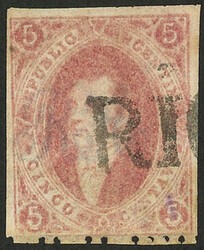 RARE VARIETY: GJ.19l, 1st printing perforated, IMPERFORTE VERTICALLY ...