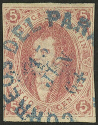 RARE VARIETY: GJ.19l, 1st printing perforated, IMPERFORTE ...