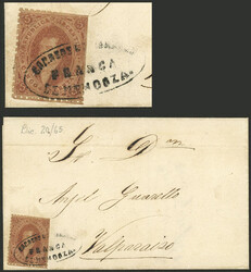 GJ.20, 3rd printing, franking a folded cover sent from Mendoza to ...
