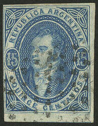 GJ.18, 18c. blue from 1st printing imperforate, attractive example ...