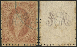 GJ.20g, 5c. 3rd printing, sienna, thin paper, wreathed double circle ...