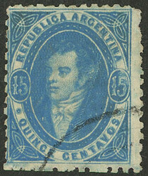 GJ.24, 15c. worn impression, blue, used, VF