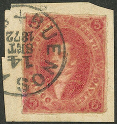 GJ.34, 5c. 8th printing, carmine, on fragment, with circular ...