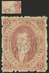 GJ.19o, 1st printing perforated, with variety "spot on the temple" ...