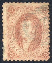 GJ.20, 3rd printing, with VARIETY: "Rivadavia with goiter", ocher-dun ...