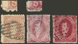 EXTREMELY RARE VARIETY (POSITION 40): GJ.20 + 25n + 26, 5c. 3rd ...