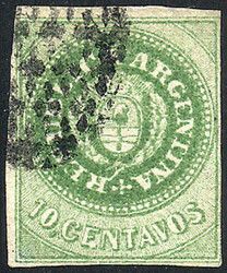 GJ.11, 10c without accent, green, with fleur-de-lis cancel of ...