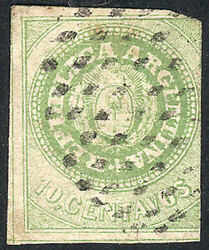 GJ.13, 10c. without accent, green, 2 very ample margins, so much that ...